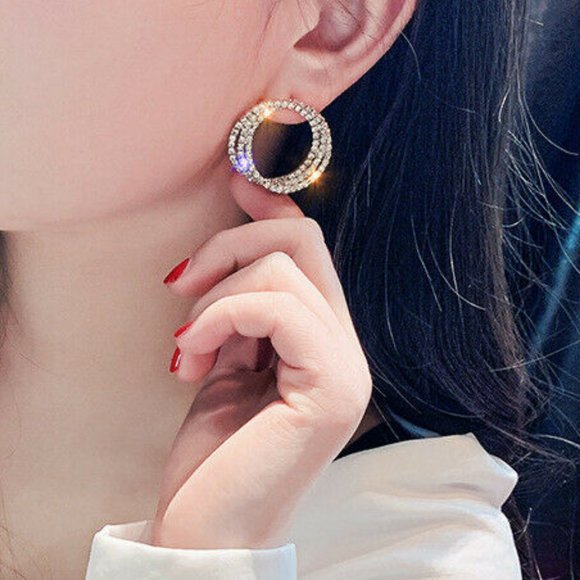 Gorgeous 925 Silver Gold Hoop Earrings - Picture 3 of 3